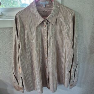 WOMENS FOXCROFT WRINKLE FREE BUTTON FRONT SHAPE FIT L/SLEEVE SHIRT BLOUSE SZ 22W